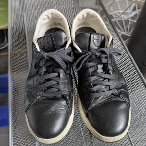 Black Leather Women's Sneakers